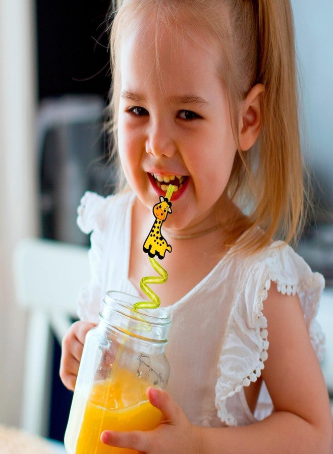 KINYFY 12 Pcs Reusable Jungle Animal Straws, Forest Animal Plastic Straws, Woodland Creature Twisted Straws for Forest Party Supplies, Jungle-themed Party Decorations, Jungle Birthday Gifts (Jungle Animals) - Image 5